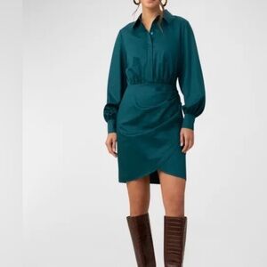 Trina Turk Teal Draped Midi Dress